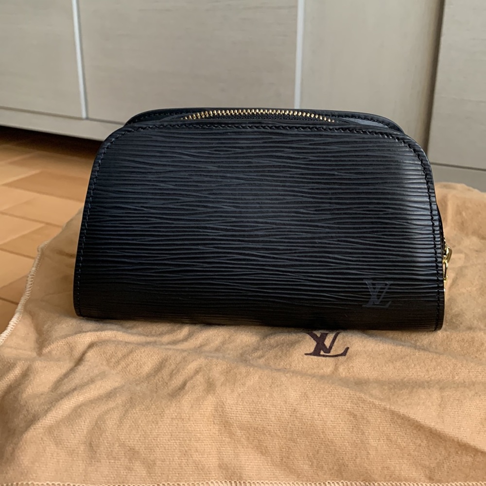 Louis Vuitton - black epi leather cosmetic pouch